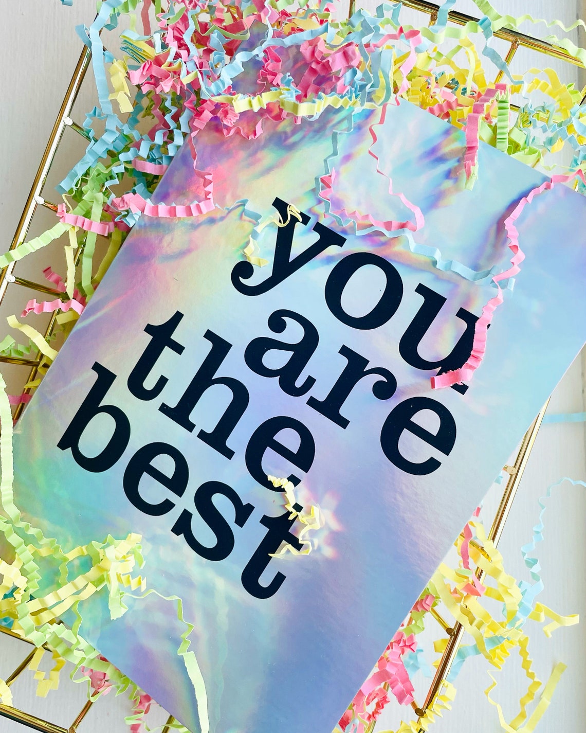 Holographic Card You Are the Best Greeting Card | Etsy