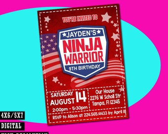 Ninja Warrior Invite Etsy