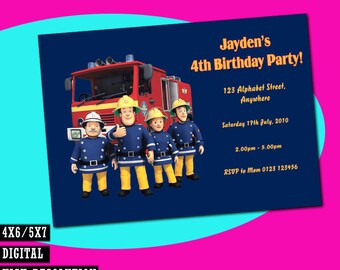 Fireman Sam Invitation Etsy