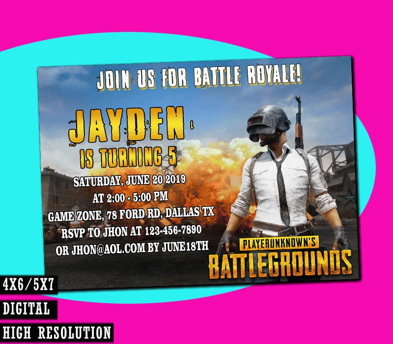 PUBG Digital Invitation PUBG Evite PUBG Invitation Designs | Etsy
