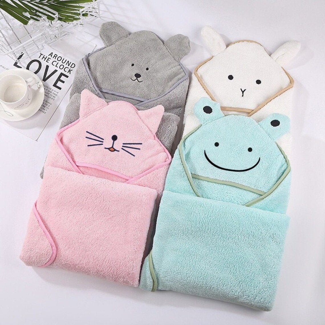 Baby Bath Towel Baby Towel Newborn with Hood Cartoon Coral Etsy