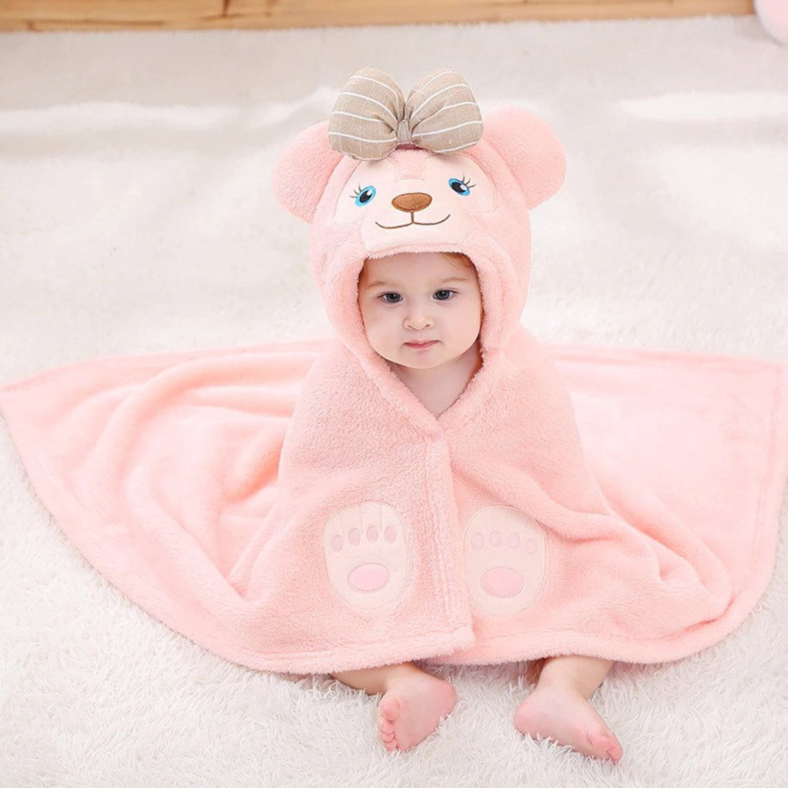Bear Shape Baby Hooded Bathrobe New Born Bath towel Soft Etsy