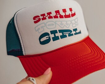 Small Town Girl Trucker Foam Front + Adjustable Snapback | Patriotic Hat | Cowboy Hat | Ideal for Spring and Summer | Vintage Trucker Hat