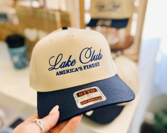 Lake Club Trucker Foam Front + Adjustable Snapback | Vintage Inspired Old Money Style Hat | Vintage Trucker