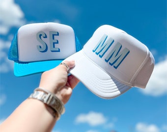 Bachelorette Trucker Shadow Monogram Hats | Choose Your Colors | Bachelorette Swag | Free Mockup and Shipping Included
