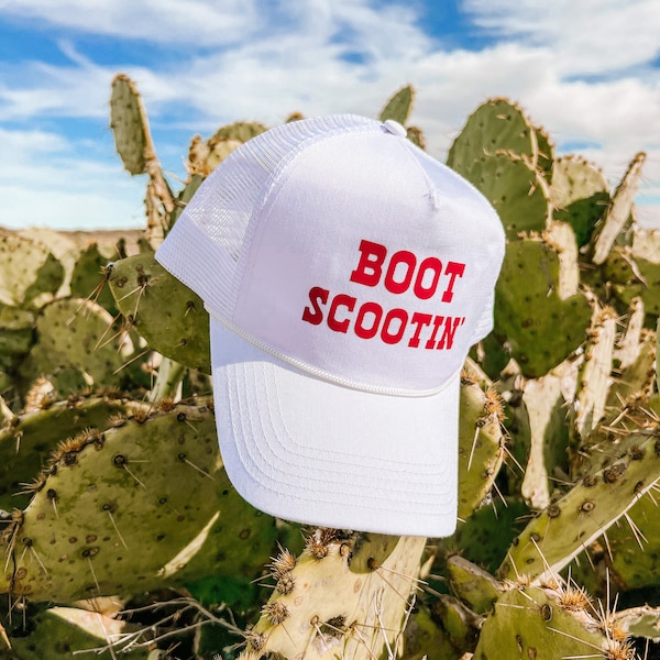 Boot Scootin 5 Panel Trucker Hat with Snapback and Rope Detail | Western Cowboy Style | Spring Break Style perfect for Beach or Lake Days