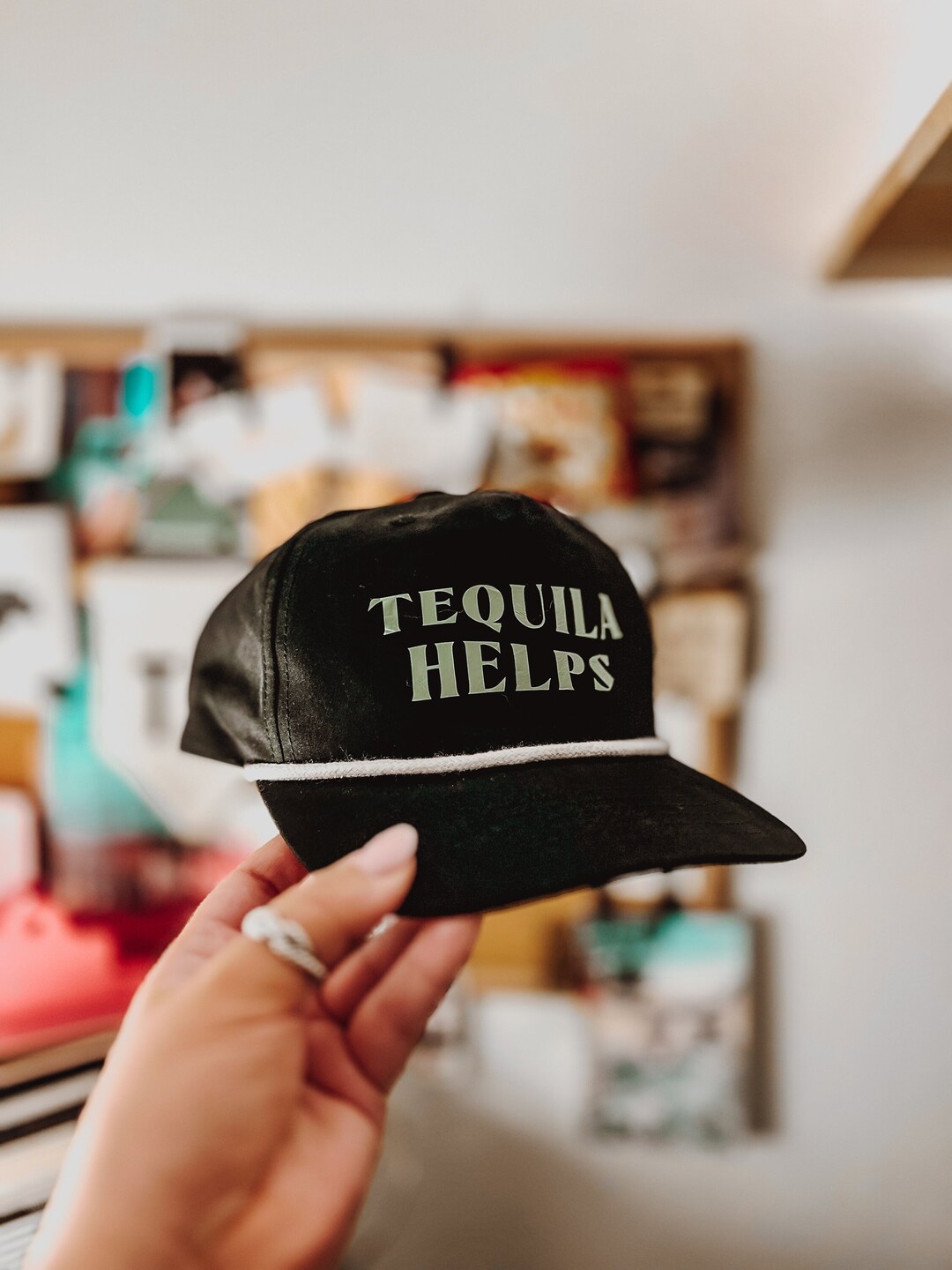 Tequila Helps 5 Panel Golf Hat With Snapback and Groovy Font Etsy
