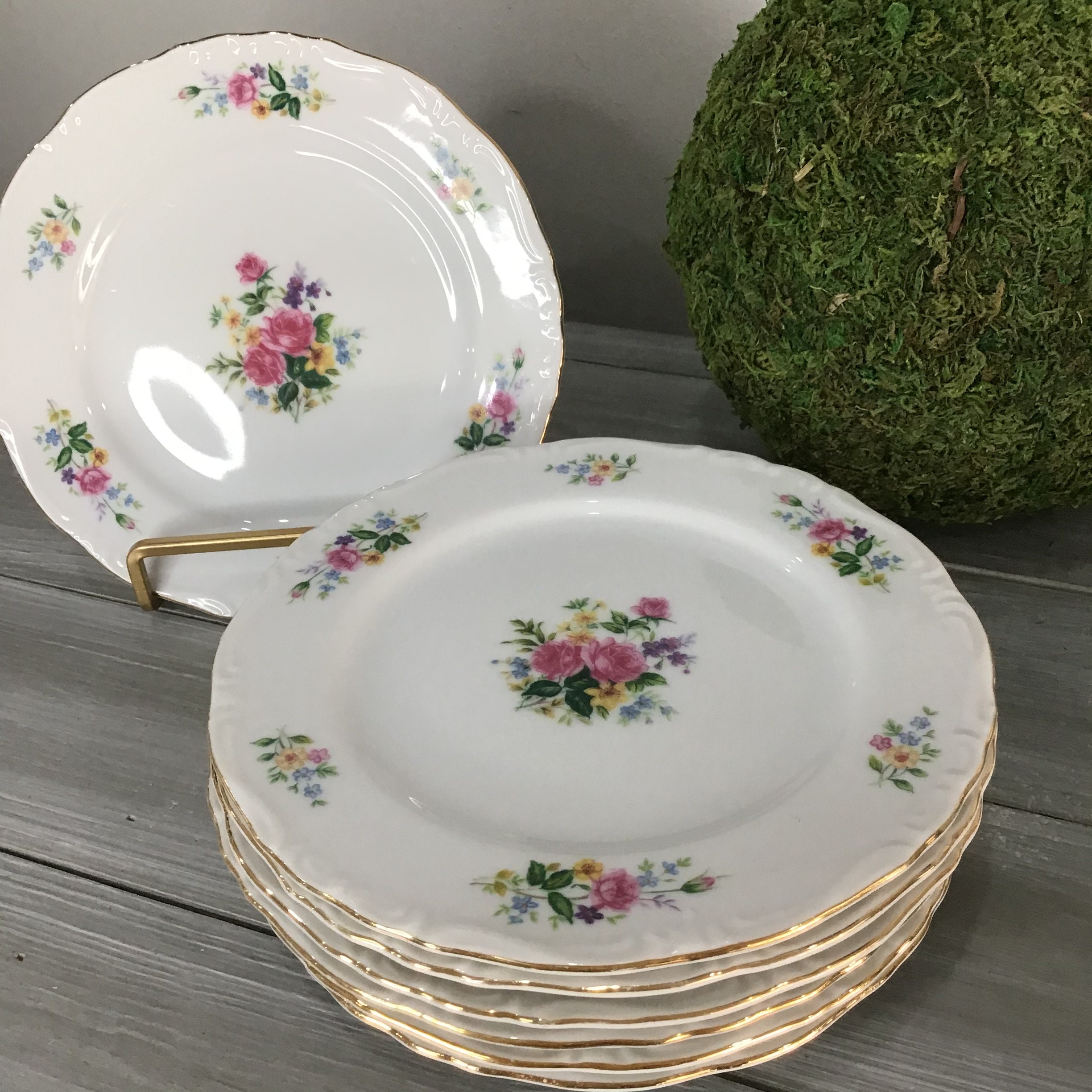 Ucagco China Dresden Pattern Set of 8 Bread Dessert Plates Etsy
