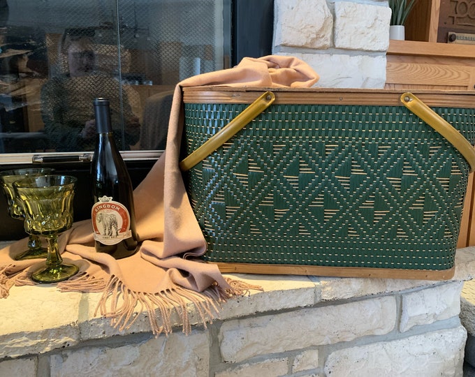 Vintage Hawkeye Picnic Basket by Burlington Basket Company Etsy