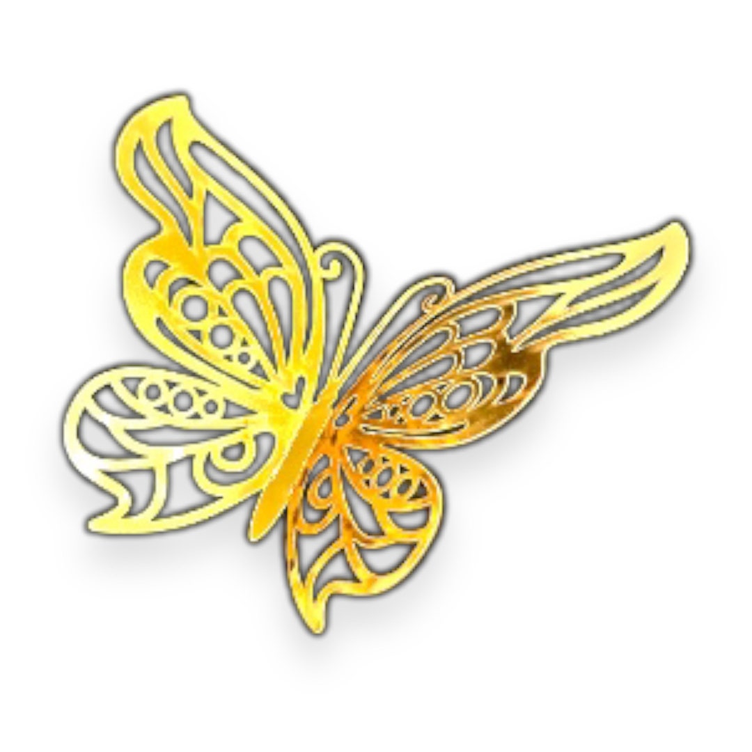 3D Gold Butterflies Wall Decor. 3 to 4 Inches Foil Butterfly Set. Set ...
