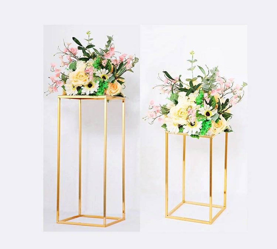 4pcs Gold Floor Flower Vase Column Stand Metal Aisle Runners Etsy