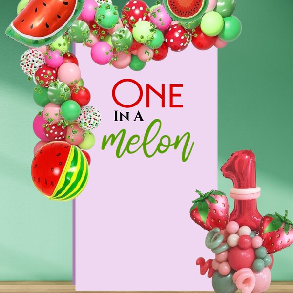 One In A Melon First Birthday Watermelon Theme Vinyl Decal Sticker.