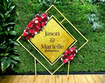 Diamond Iron Gold Wedding Arch Square Wall Backdrop Birthday Balloon Frame Decoration White Stage Baby Shower Flower Stands.