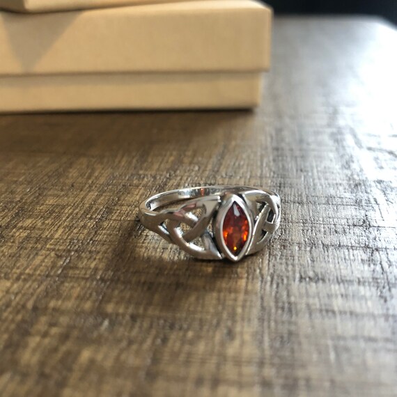Sterling Silver Celtic Garnet Ring - image 1