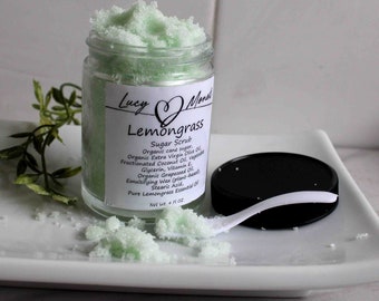 Lemongrass Sugar Scrub, Organic Body Scrub, Gift For Her, Face Scrub, Mother’s Day,