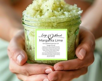 Margarita Lime essential Oil Exfoliating Sugar Scrub Cleanse Moisturizing Organic Ingredients Face and Body Hydrating  Skincare for all