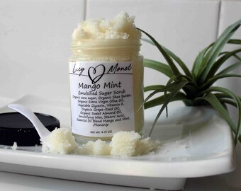 Mango Mint Emulsified Sugar Scrub, Organic Body Scrub, Gift For Her, Face Scrub, Spa Gift, Mother’s Day,