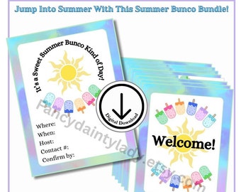 Bunco-Karten, Bunco-Score-Blatt, Bunco-Score-Karte, Bunco Digital, Bunco-Bundle, Bunco-Themen, Bunco-Party, Bunco-Sommer, Bunco-Eis