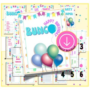 bunco score card, bunco score sheet, bunco digital, bunco download, printable bunco, bunco themes, birthday bunco, bunco party games