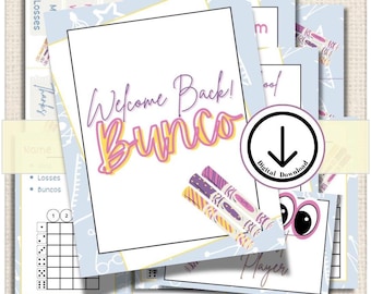Back to school bunco, bunco score card, bunco score sheet, bunco digital, bunco download, fall bunco, bunco themes, teacher bunco, bunco
