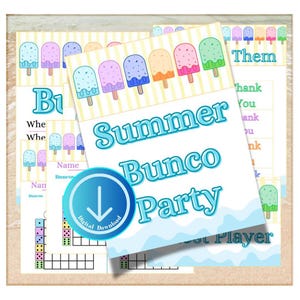 Summer bunco, bunco score card, bunco score sheet, bunco digital, printable bunco, bunco themes, bunco party, popsicle bunco, bunco