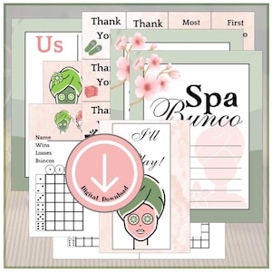 Bunco score card, Bunco score sheet, Bunco digital, Bunco party, Bunco themes, spa Bunco, printable Bunco, Bunco group, fun Bunco themes