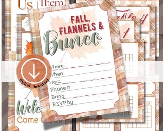 Höstbunco, Thanksgiving-bunco, bunco-poängkort, bunco-poängblad, bunco digitalt, bunco-teman, flanellbunco, höstbunco, bunco