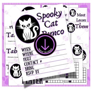 Halloween bunco, bunco score card, bunco score sheet, bunco digital, bunco download, bunco themes, spooky cat bunco, fall bunco, bunco