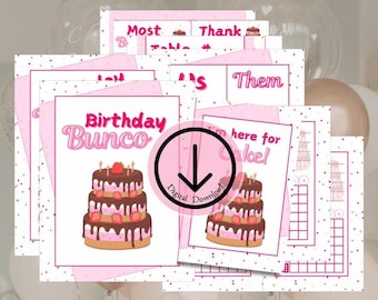 birthday bunco, bunco cards, bunco score sheet, bunco score card, bunco digital, bunco bundle, bunco party, bunco printable, cake bunco