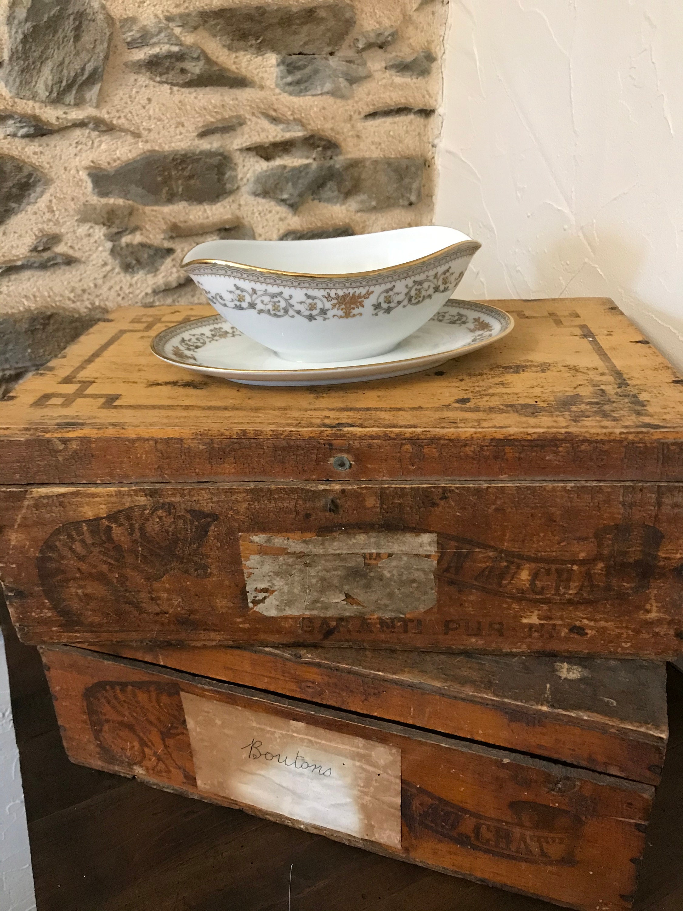 Vintage Français Sauce Boat Gravy Décoratif