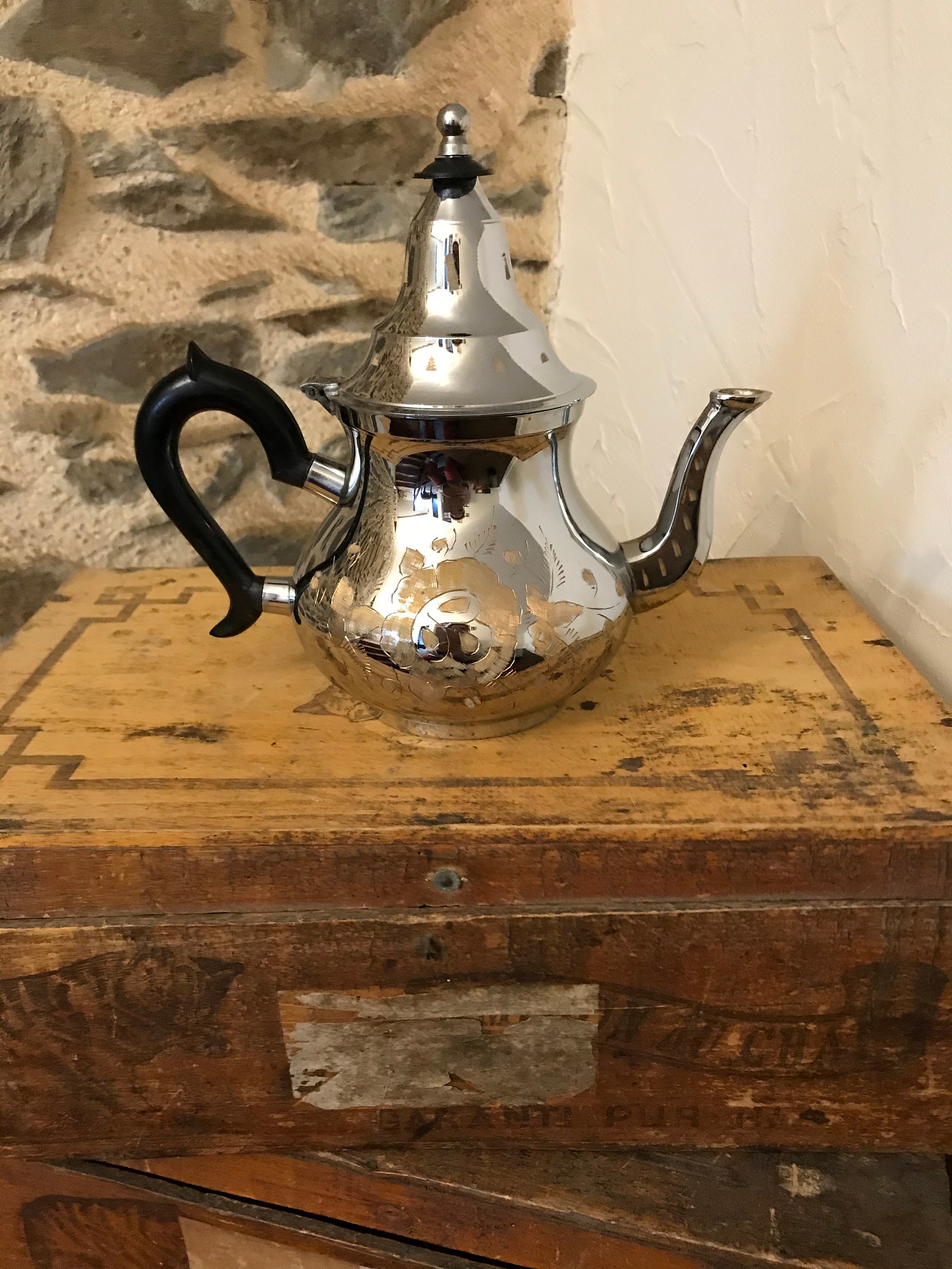 Cafetière Décorative Français Vintage de Couleur Argent