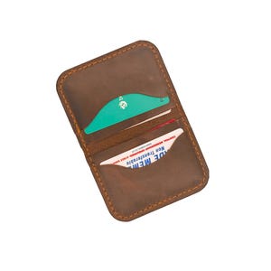 Dünne Dutchman Handmade Leder Herren Brieftasche Kartenhalter Premium Leder Kartenhalter Schlanke Leder Karte Brieftasche Personalisierte Männer Brieftasche - Hellbraun