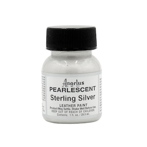 Angelus Pearlescent Acrylic Leather Paint 1 fl oz/30ml Sterling Silver Paint to transform boots, jackets, athletic shoes, purses