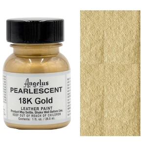 Angelus Pearlescent Acrylic Leather Paint 18K Gold to transform boots, jackets, athletic shoes, purses 4 fl oz/118ml Bottle