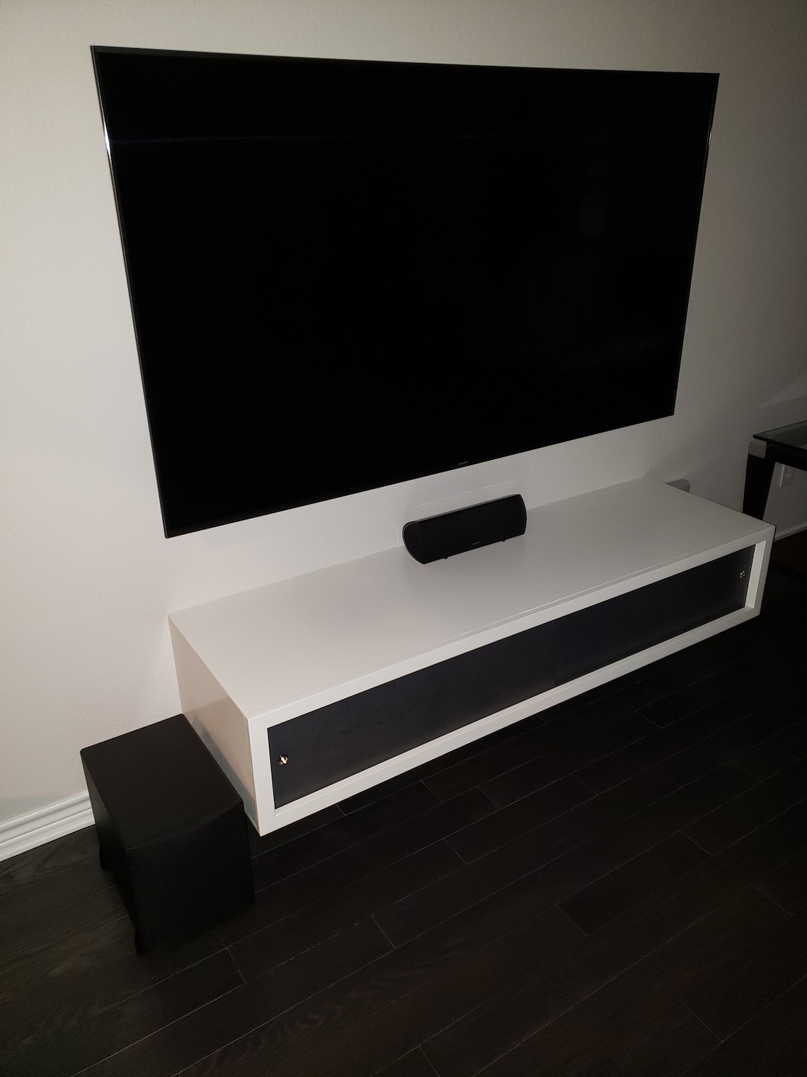 Floating Media Console Table with Sliding Doors Etsy