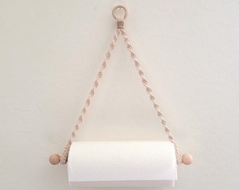 Hanging Paper Towel Holder, Wall Mounted Macrame Paper Towel Holder, Kitchen Dish Towel Holder, Bathroom Hand Towel Holder