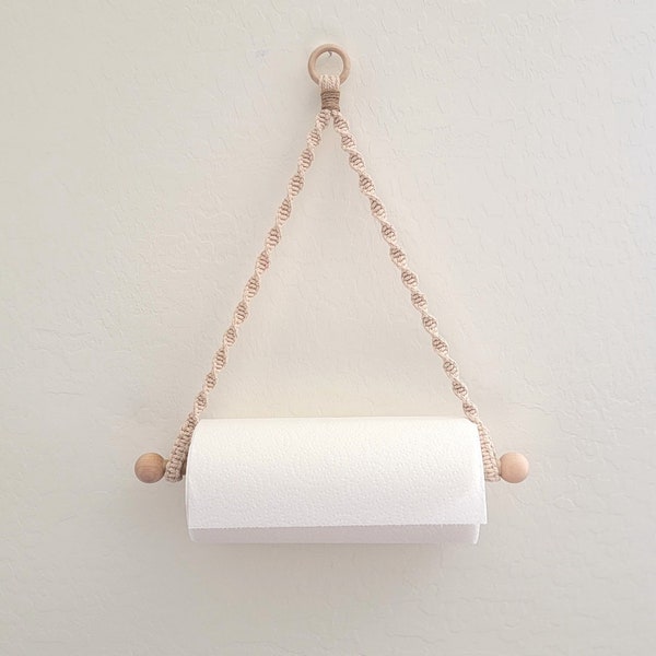 Hanging Paper Towel Holder, Wall Mounted Macrame Paper Towel Holder, Kitchen Dish Towel Holder, Bathroom Hand Towel Holder