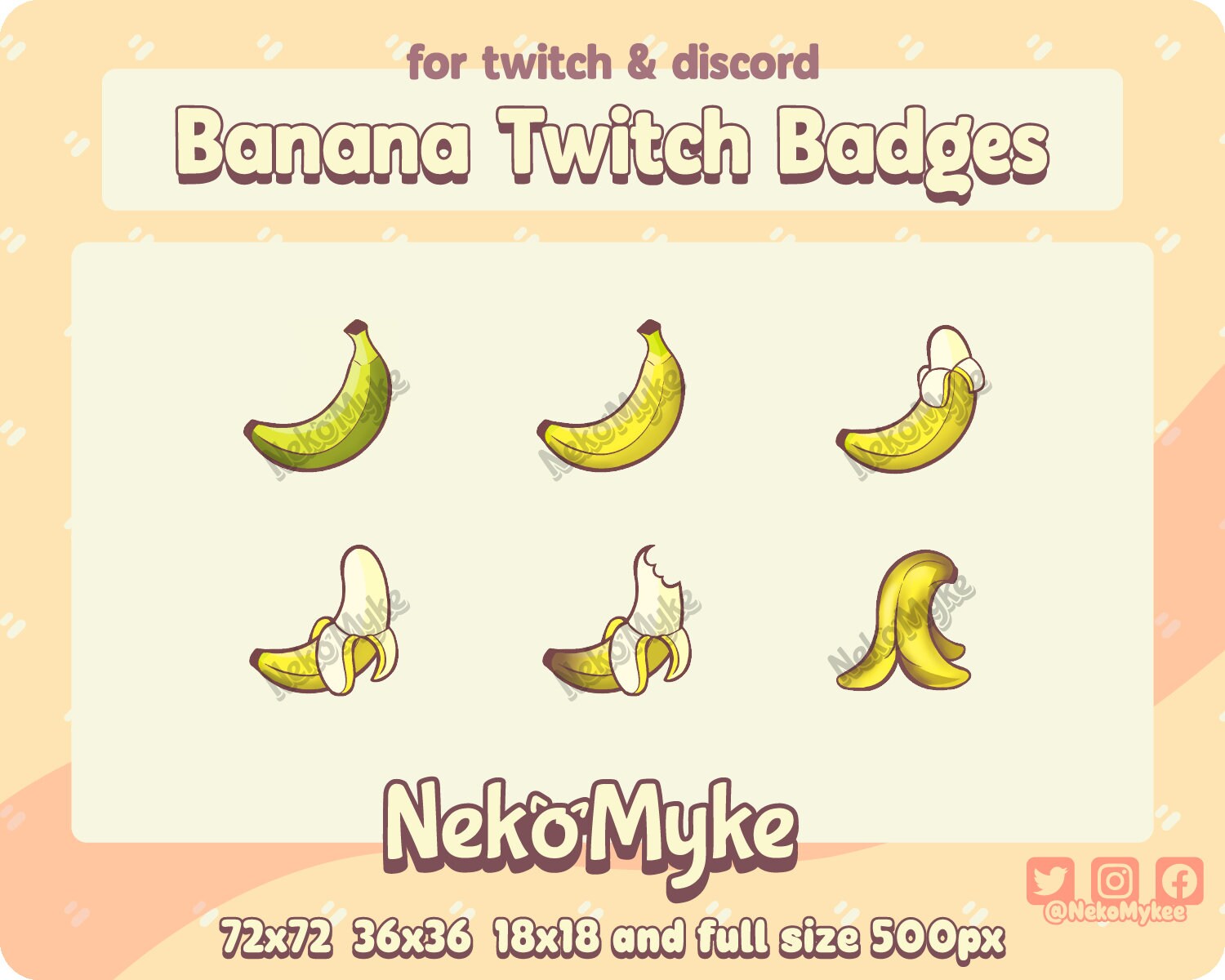 Banana Twitch Badges Emblemas de Banana Banana para Sub Emotes