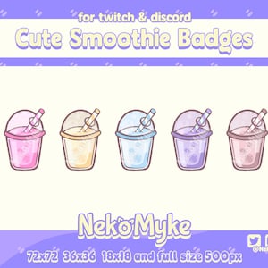 Cute Smoothie Twitch Badges for Sub | Smoothie Emblems for Sub | Twitch emotes smoothie badge twitch sub cute discord icon