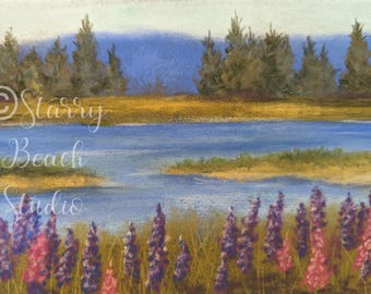 Original Soft Pastel Painting "Summer Comes To Maine" by Artist Sue Hankard