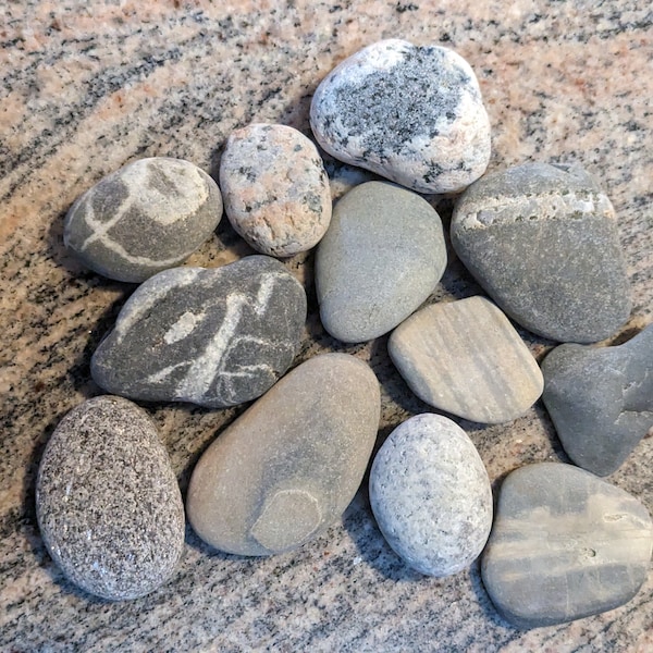 Maine Beach Stones with Wish Stone, Set of Twelve