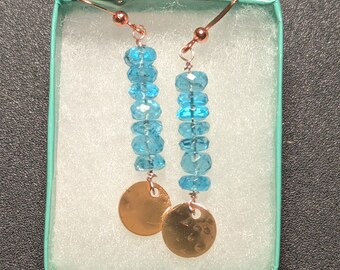 Paraiba Color Apatite and Rose Gold-filled Earrings