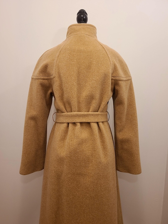 Vintage 1970/'s Cresco Brown Wool Belted Coat Jacket Stitch Detail Sz 40 Mod Dapper