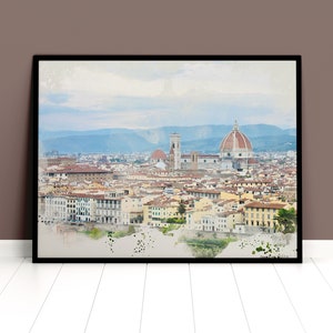 Florence, Italy Skyline Watercolor- Florence, Italy Digital Print