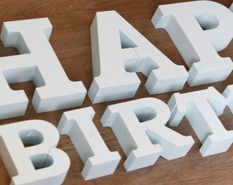 2" White Thick Foam letters, Foam Numbers, Large 3d Letters, Foam Shapes, Birthday Party Letters, Numbers and Shapes