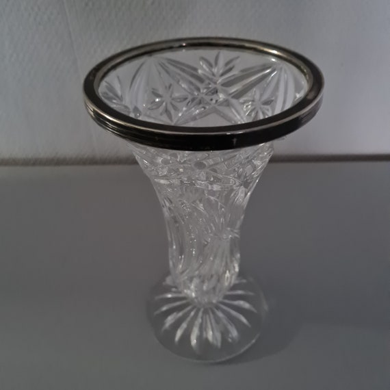 Azijn belangrijk optellen Geslepen kristallen vaas met zilveren rand - Etsy Nederland