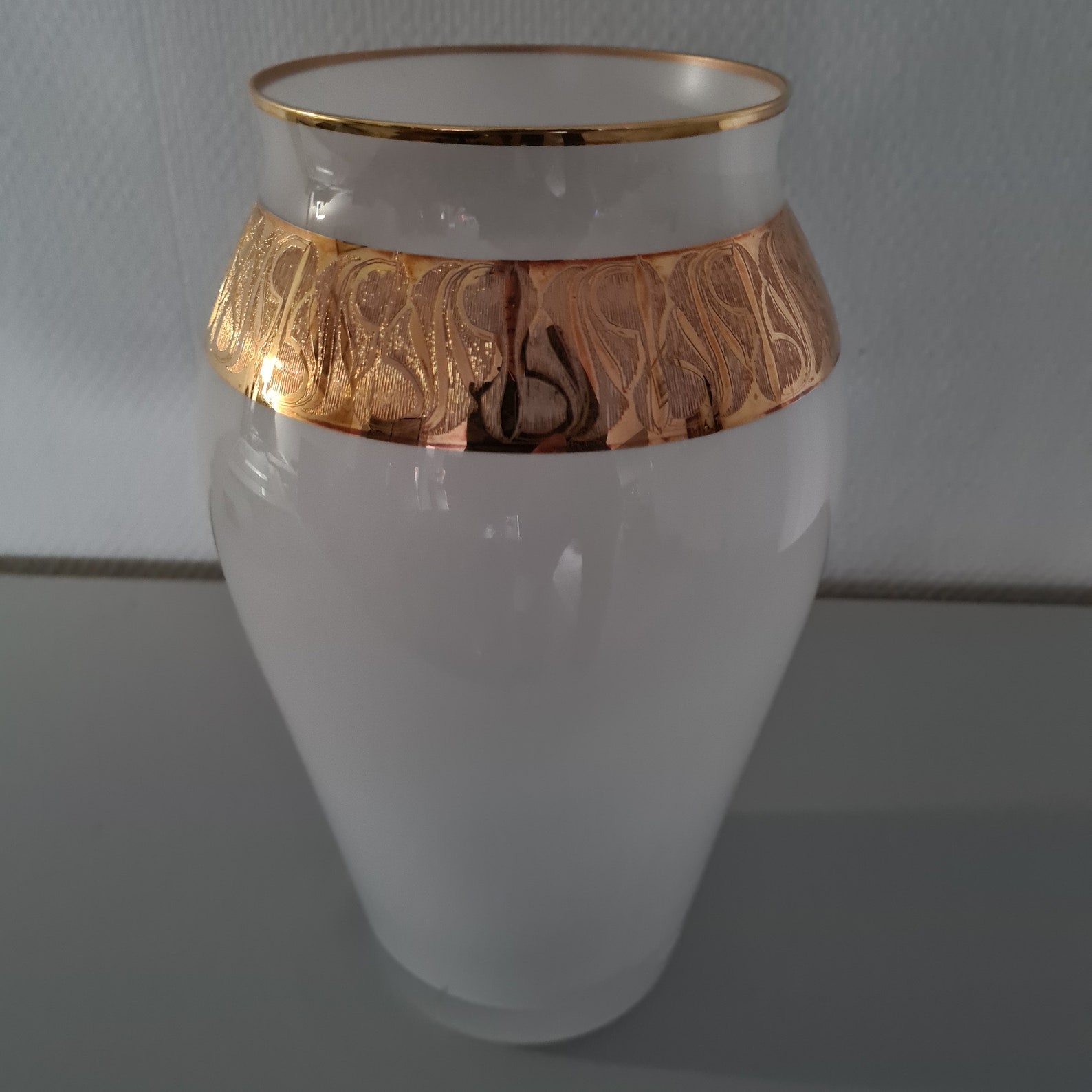 Bohemia Etched Crystal Vase With 24 Carat Gold Ring and Edge. Etsy