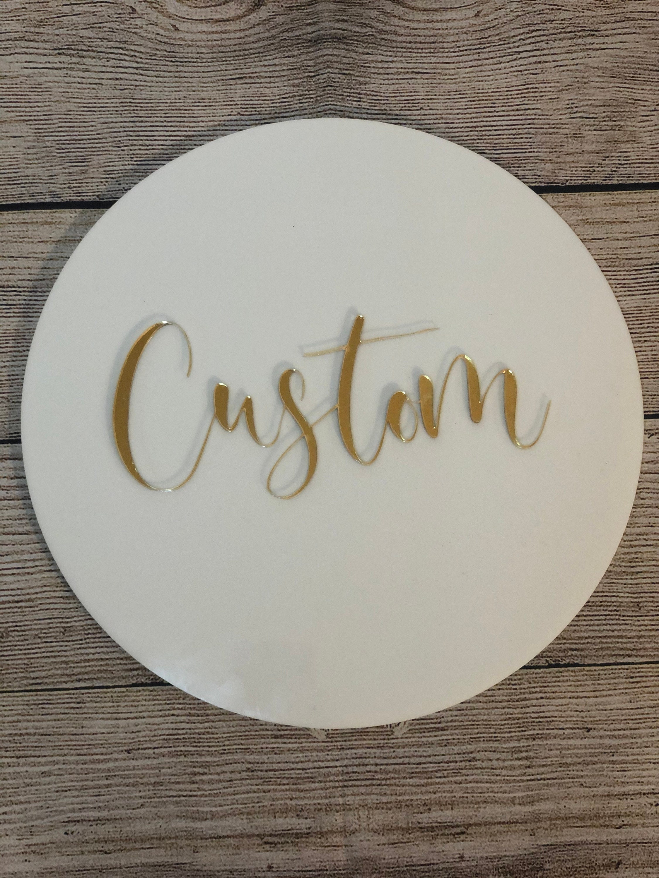 Custom Acrylic Sign Personalized Round Decor Mirrored Gold Etsy