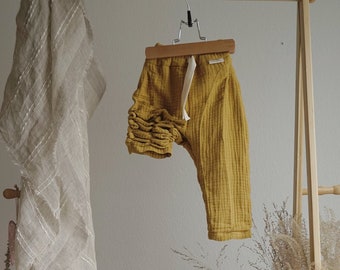 Pantalon wax bébé | jaune | cadeau spécial pour la naissance | Coton biologique | portable 0 - 18 mois | Vêtements de bébé