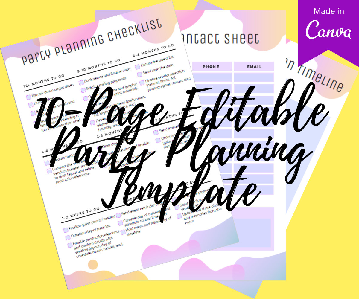 Party Planning Playbook Canva Editable Template Printable Etsy